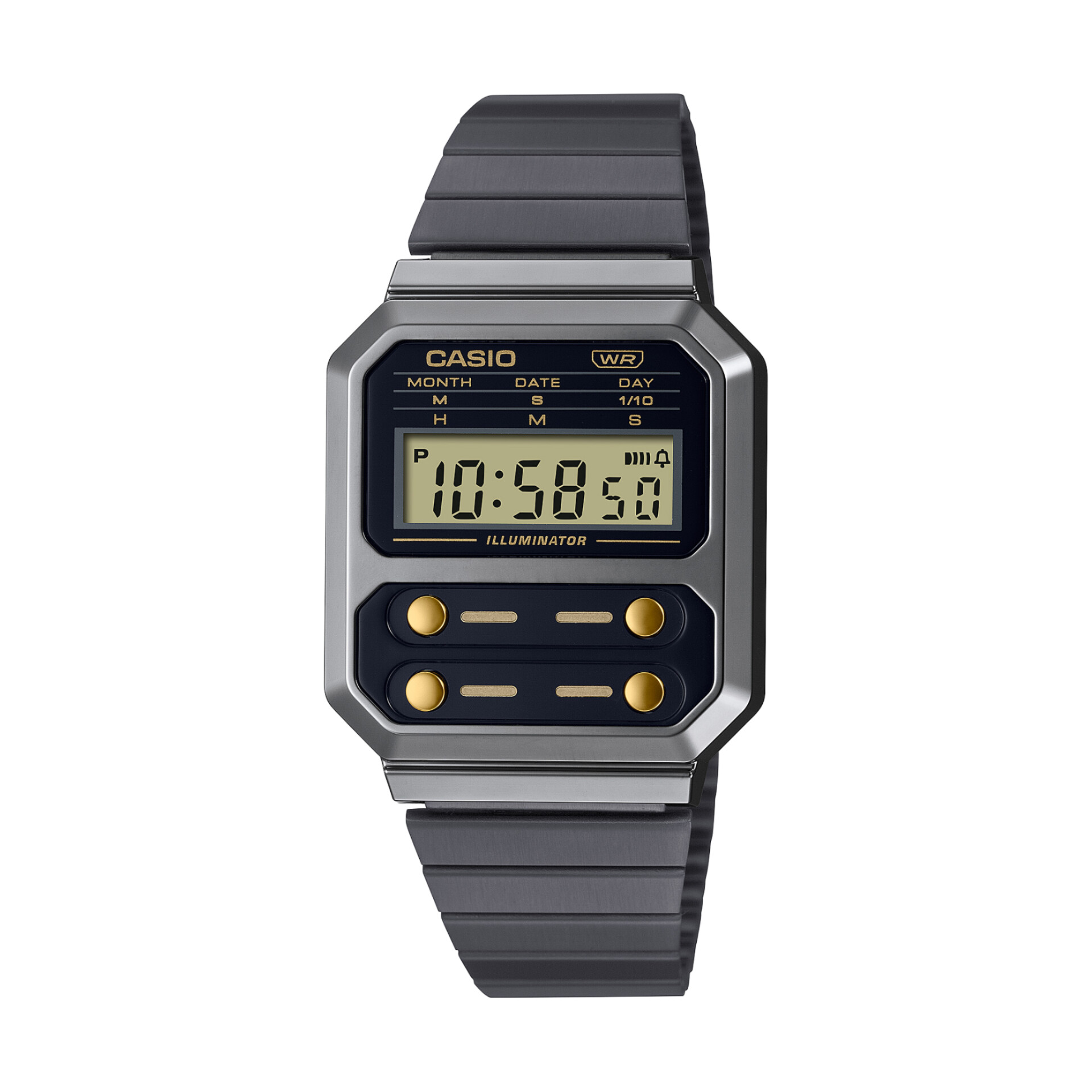 ساعت دیجیتال Casio A100WEGG-1A2 با بند استیل و بدنه مشکی